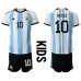 Tanie Strój piłkarski Argentyna Lionel Messi #10 Koszulka Podstawowej dla dziecięce MŚ 2022 Krótkie Rękawy (+ szorty)